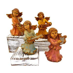 Set Of 4 Vintage Italian Angel Musician Figurines Italy Hand Painted 4"
